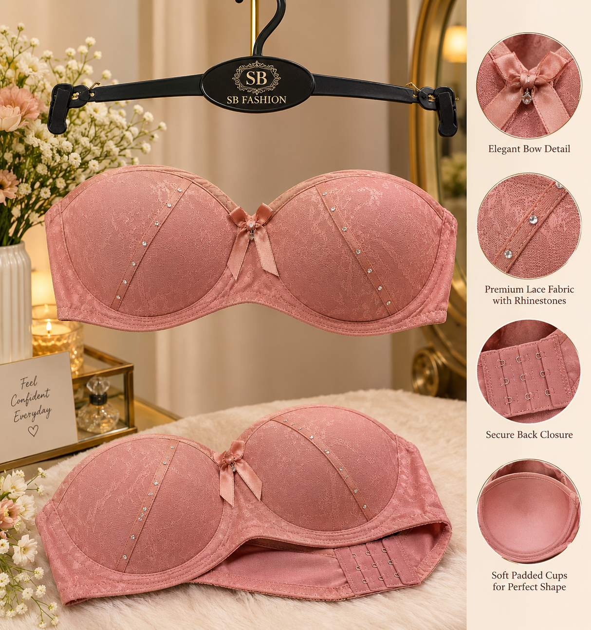 Lace Bra, Padded Bra, Strapless Bra